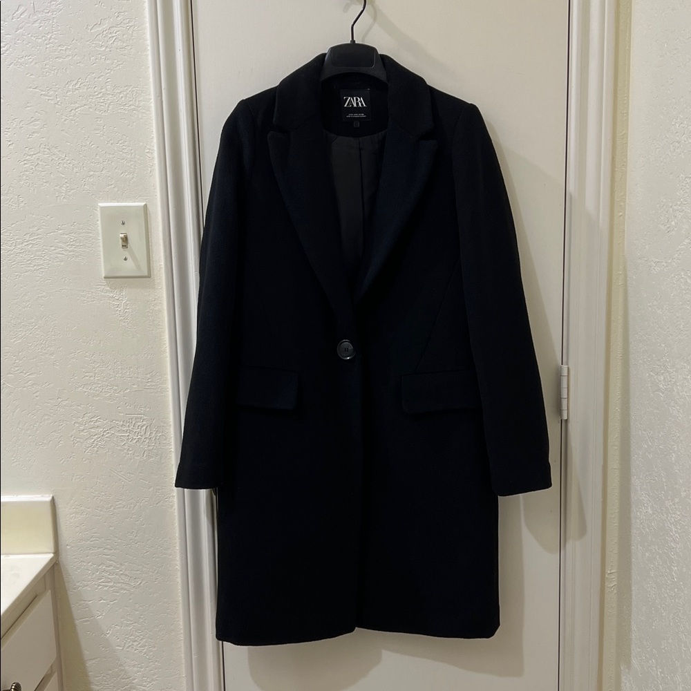 Zara Midnight Black Overcoat